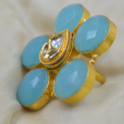 Goldplated  brass stone ring