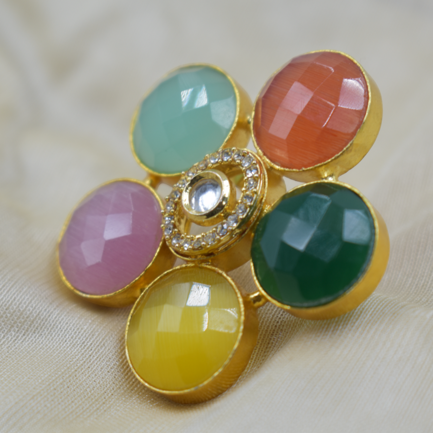 Goldplated stone ring