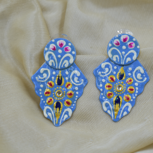 A pair of goldplated handpainting brass stud earing