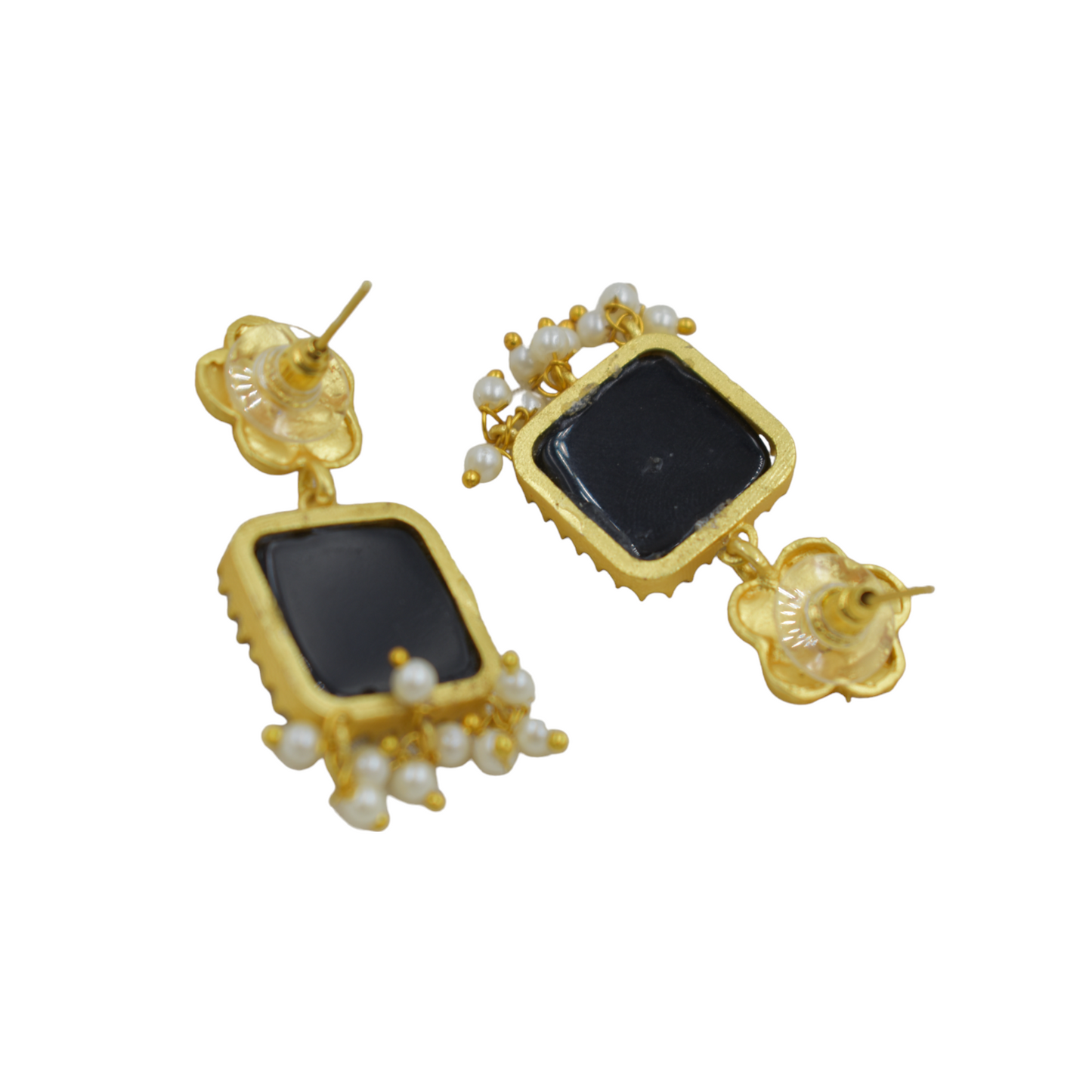 Goldplated brass stone stud earing