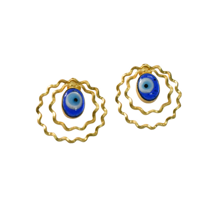 Goldplated matte evil eye stone earing