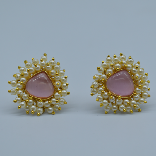 Goldplated stone stud earing