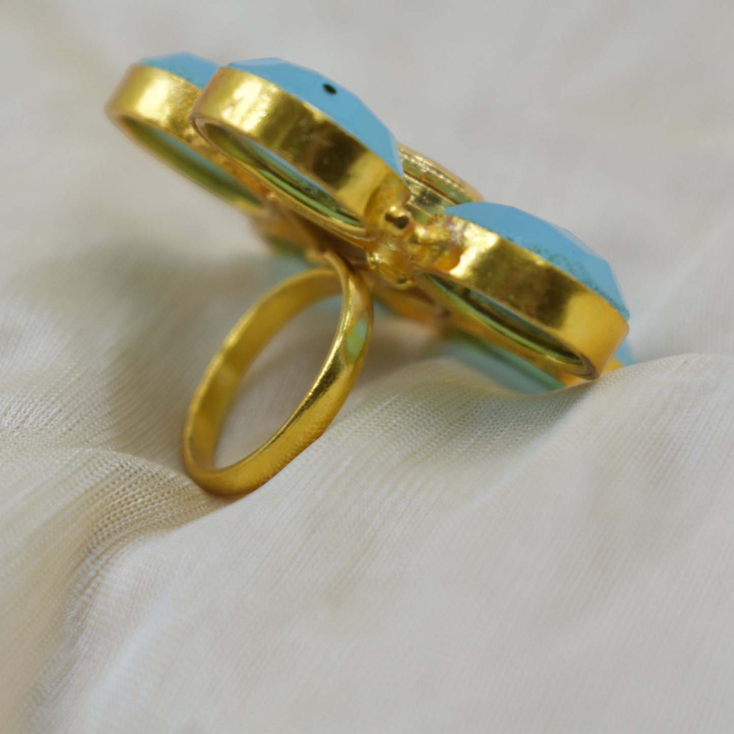 Goldplated  brass stone ring
