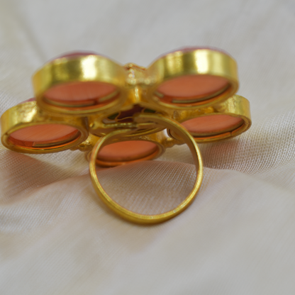 Goldplated brass stone ring