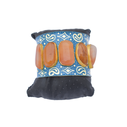 Blue portry handmade handpainting stone adjustable bangle