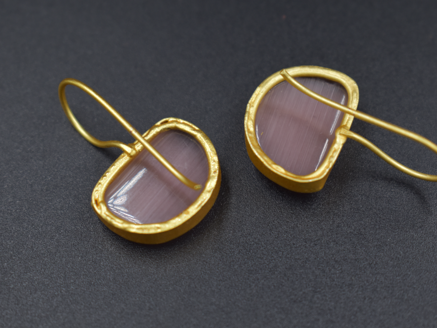 A Pair of goldplated brass stone dangle earing