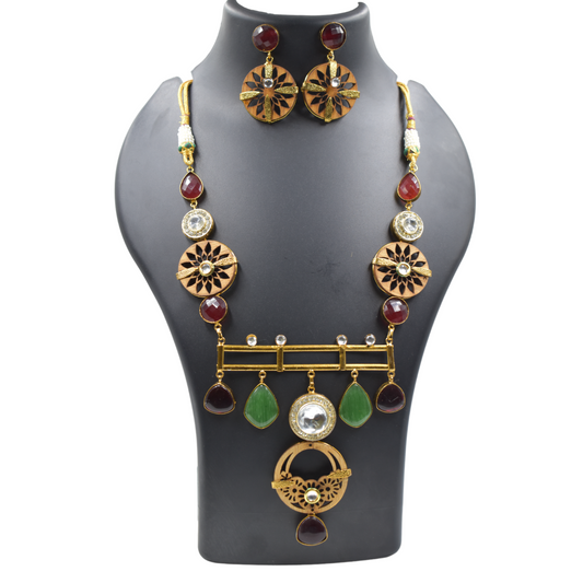 Traditional goldplated wooden necklace
