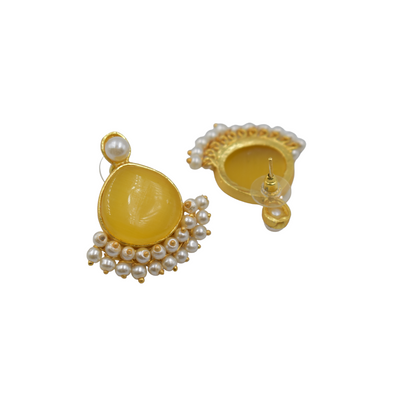 A pair of goldplated stone stud ering
