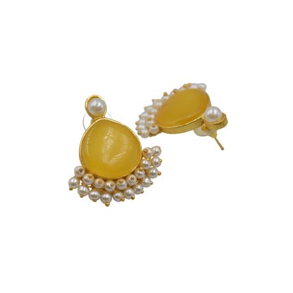 A pair of goldplated stone stud ering