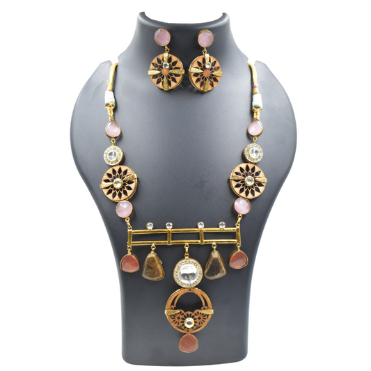 Wooden traditional goldplated necklace