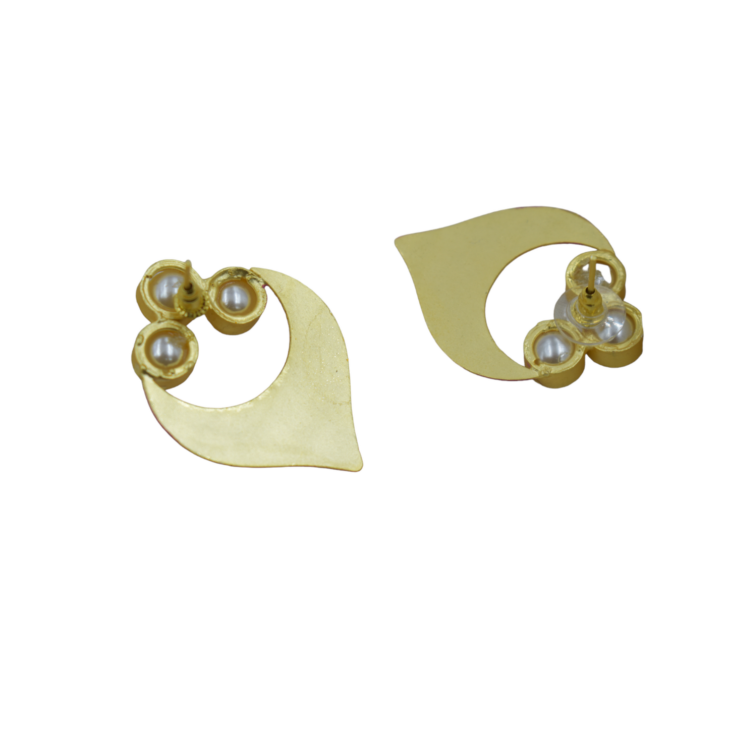 Designer handpainting goldplated brass MOP stone stud earing
