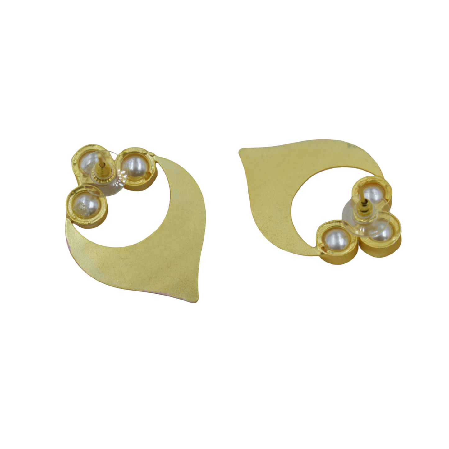 Handpainting brass goldplated brass MOP stone stud earing