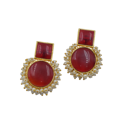 Goldplated stone stud earing
