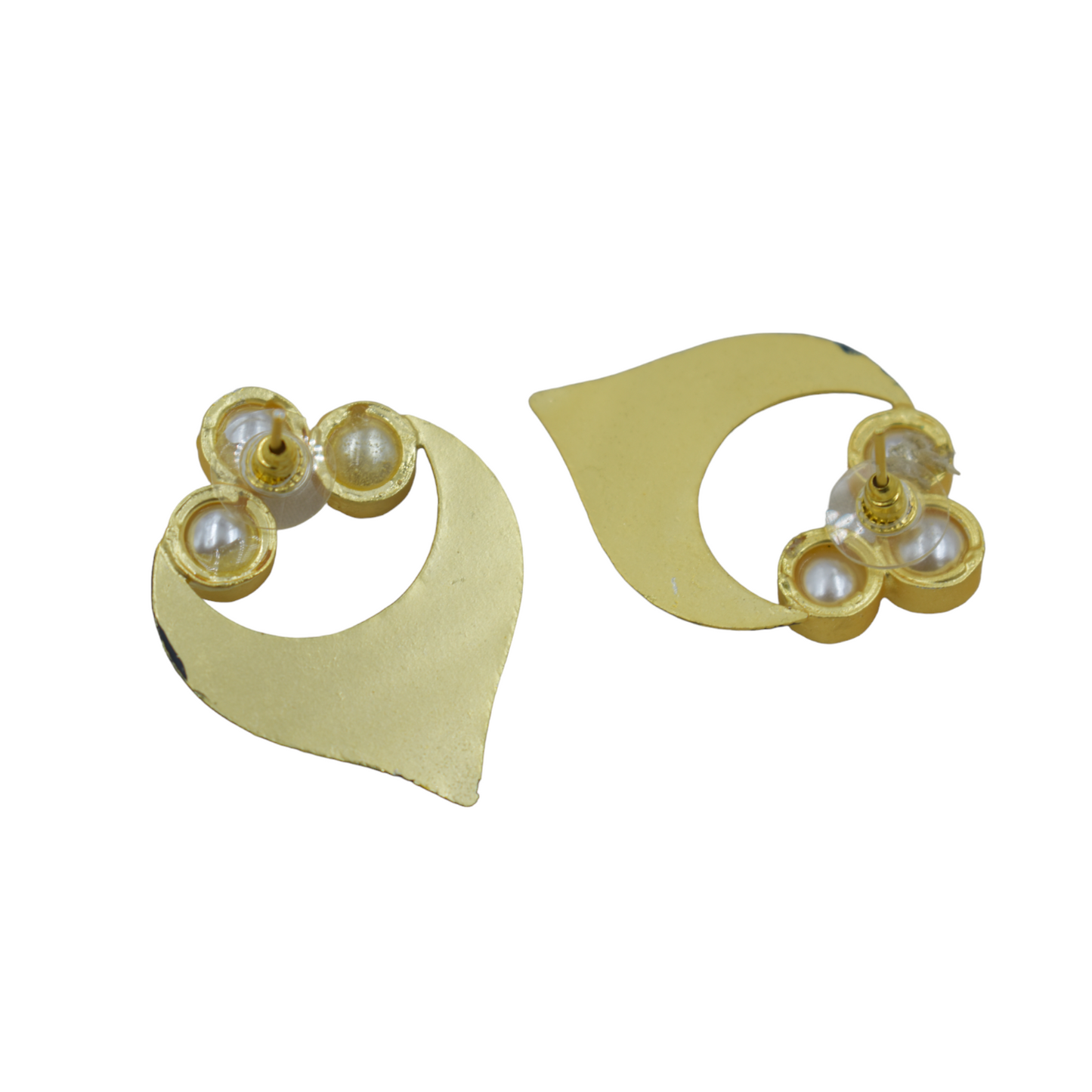 Handpainting goldplated brass mop stone stud earing
