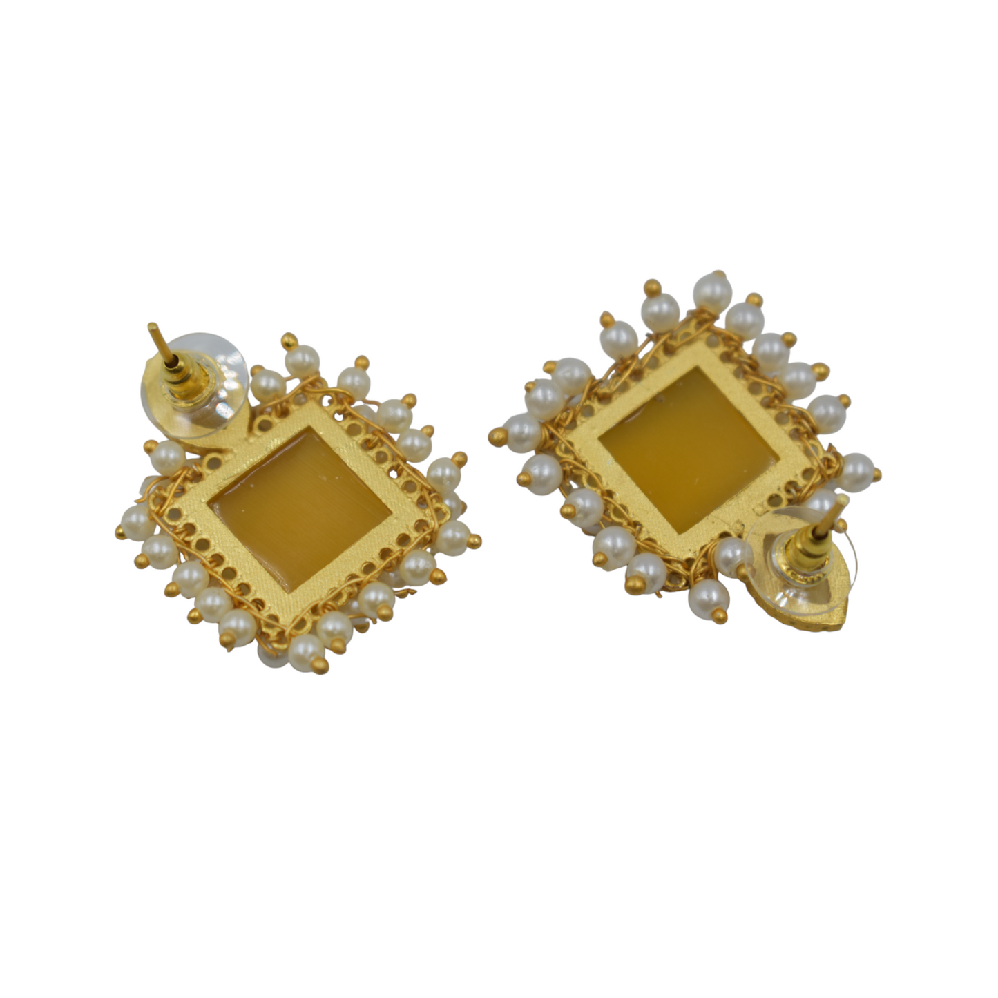 Elegent goldplated brass stone stud earing