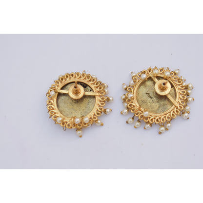 Goldplated brass coin stud earing