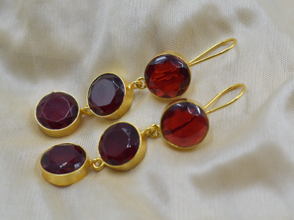 A pair of goldplated brass stone dangle earing
