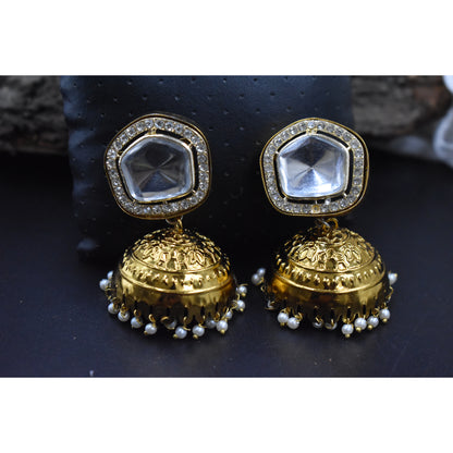 A pair of antique goldplated jhumka earing
