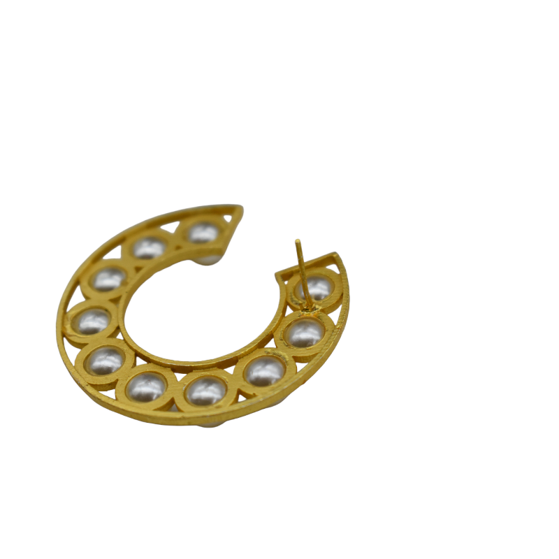 Goldplated brass stone stud earing