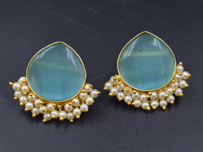 A pair of goldplated brass stud earing
