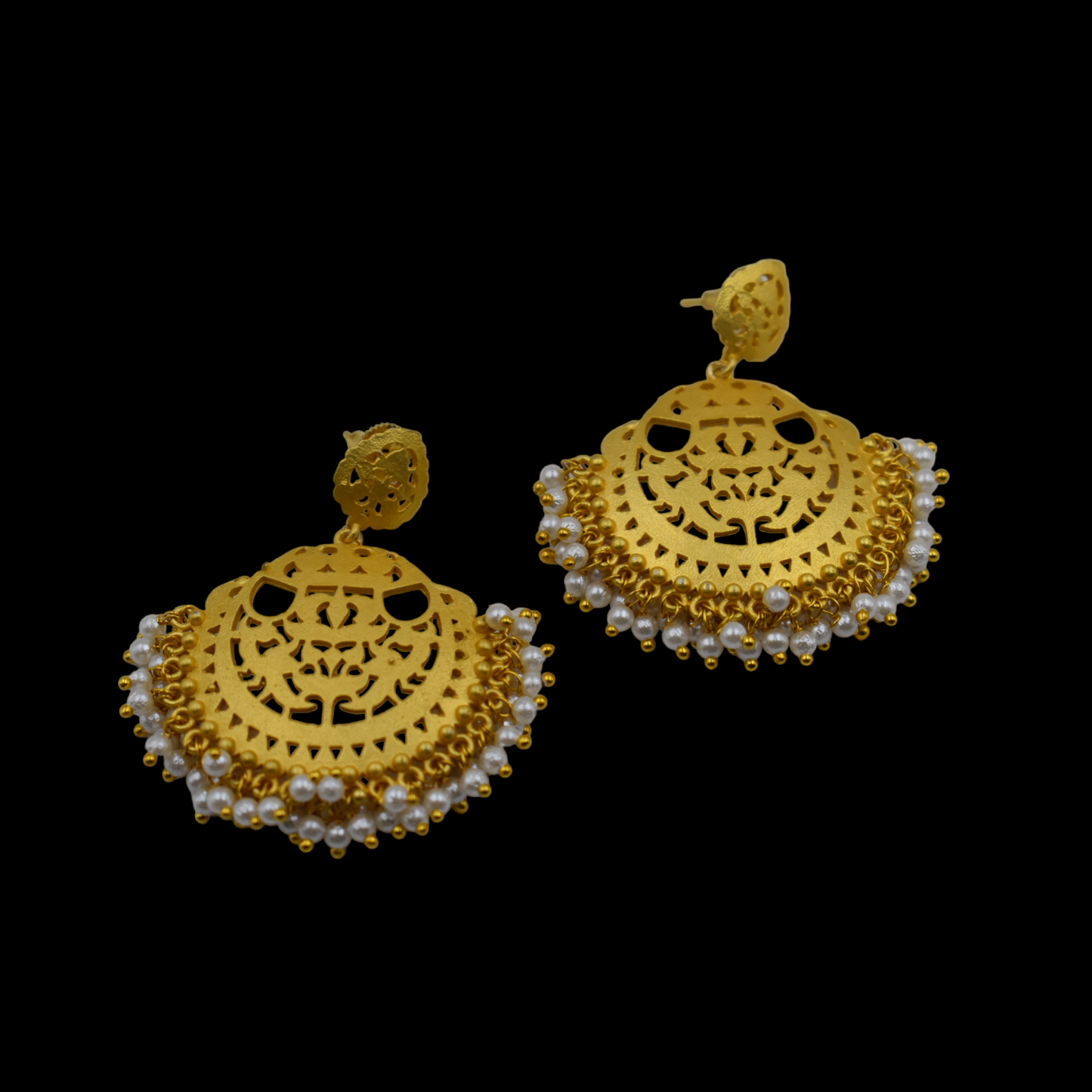 Unique pair of goldplated brass earing