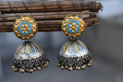 Traditional kundan meenakari earing
